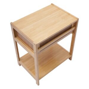 Bamboo Nightstand Bedside Table Side Table End Table With Drawer And Storage Shelf For Bedroom Easy Assembly