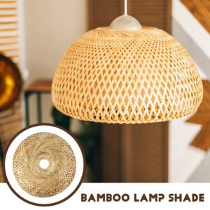 Bamboo Wicker Rattan Light Fixture Flush Mount Hanging Ceiling Lamp For Living Room Bedroom Dining Room