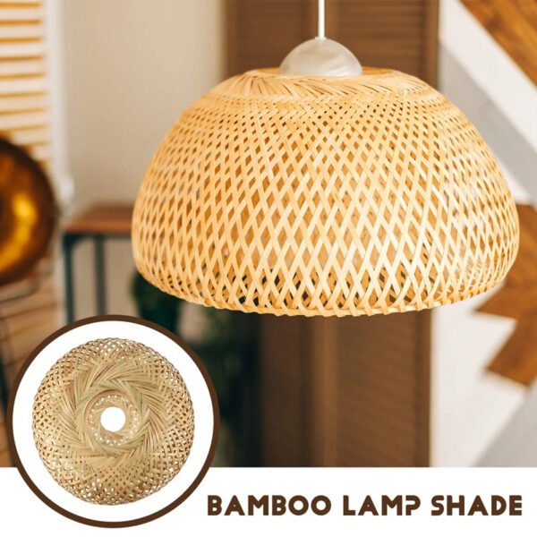 Bamboo Wicker Rattan Light Fixture Flush Mount Hanging Ceiling Lamp For Living Room Bedroom Dining Room