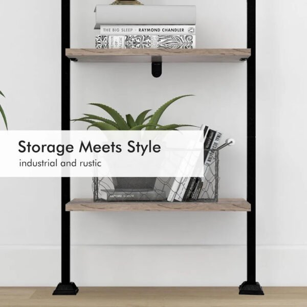 Bookshelf, 5-Tier Ladder Shelf, Book Storage Organizer Case Open Shelves, Tall Narrow Bookcase