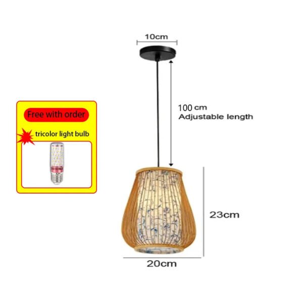 Classic Chinese Style Bamboo Glossy Chandelier Ceiling Hand-woven Rattan Chandelier Lighting Fixtures Weaving Home Life