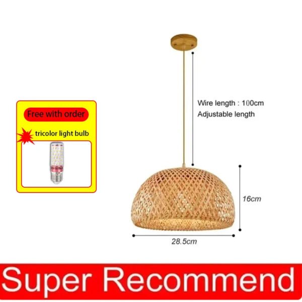 Classic Chinese Style Bamboo Glossy Chandelier Ceiling Hand-woven Rattan Chandelier Lighting Fixtures Weaving Home Life