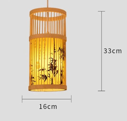 Classic Chinese Style Bamboo Glossy Chandelier Ceiling Hand-woven Rattan Chandelier Lighting Fixtures Weaving Home Life