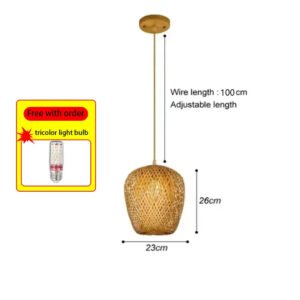 Classic Chinese Style Bamboo Glossy Chandelier Ceiling Hand-woven Rattan Chandelier Lighting Fixtures Weaving Home Life