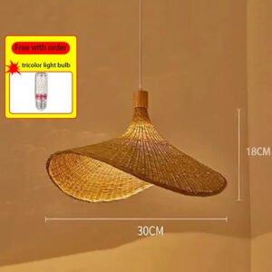 Classic Chinese Style Bamboo Glossy Chandelier Ceiling Hand-woven Rattan Chandelier Lighting Fixtures Weaving Home Life