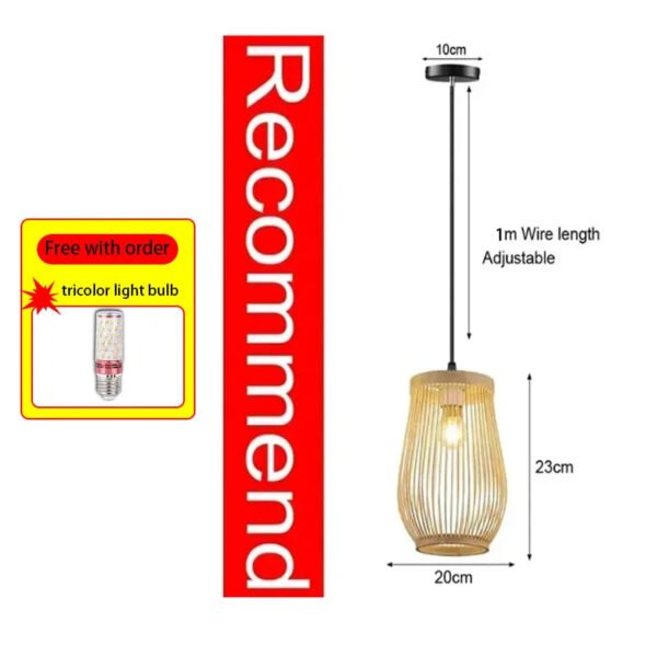 Classic Chinese Style Bamboo Glossy Chandelier Ceiling Hand-woven Rattan Chandelier Lighting Fixtures Weaving Home Life