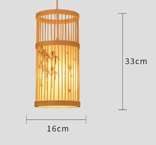 Classic Chinese Style Bamboo Glossy Chandelier Ceiling Hand-woven Rattan Chandelier Lighting Fixtures Weaving Home Life