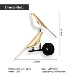 Creative Bird 360° Rotatable LED Wall Lamps Bedroom Bedside Indoor Golden Touch Switch LED Wall Lights Wall Sconce Home