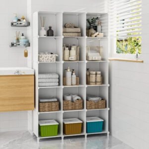Cube Shelf, 16 Storage Cubes Closet Organizers and Portable Cube Organizer Plastic Bookshelf Bookcase