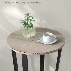 End Table, Round Side Table with Storage Shelf, Easy Assembly, Industrial Accent Furniture with Steel Frame