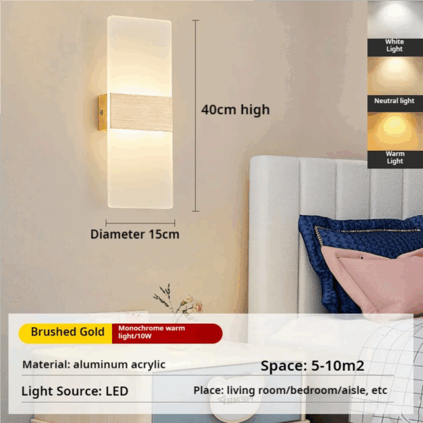 European and American minimalist LED indoor wall lights, fashionable acrylic hotel door lights, bedroom bedside lights