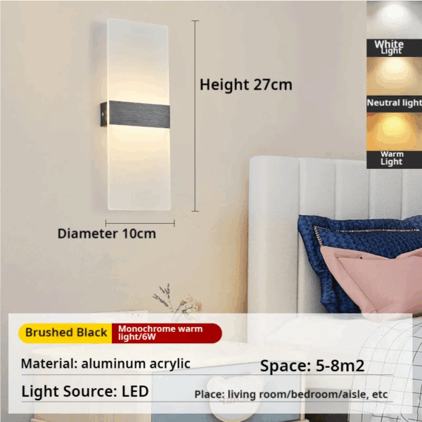 European and American minimalist LED indoor wall lights, fashionable acrylic hotel door lights, bedroom bedside lights