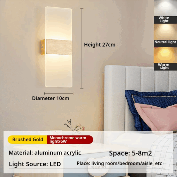 European and American minimalist LED indoor wall lights, fashionable acrylic hotel door lights, bedroom bedside lights