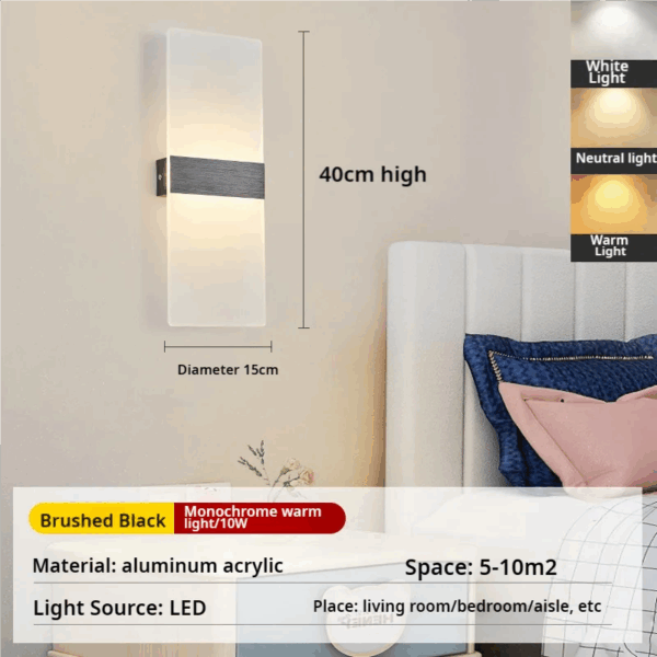 European and American minimalist LED indoor wall lights, fashionable acrylic hotel door lights, bedroom bedside lights