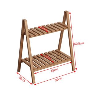 Floor Type 2-Tier Storage Rack Wooden Ladder Shelf Bookcase Foldable Multifunctional Plant Flower Display Stand Plant Stand