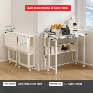 Folding Desk Writing Computer Desk for Home Office, No-Assembly Study Office Desk Foldable Table for Small Spaces