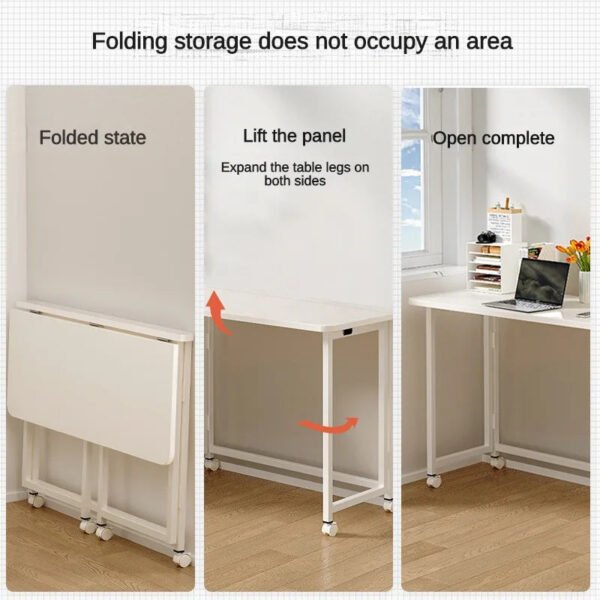 Folding Desk Writing Computer Desk for Home Office, No-Assembly Study Office Desk Foldable Table for Small Spaces