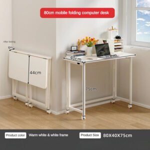 Folding Desk Writing Computer Desk for Home Office, No-Assembly Study Office Desk Foldable Table for Small Spaces