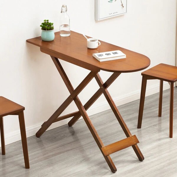Folding Laptop Table TV Tray, 100cm Bamboo Computer Table Writing Workstation Folding Desk Dinning Table for Home Office