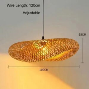 HandMade Vintage Bamboo Weaving LED Pendant Light Home Hanging Chandelier Lighting Living Room Kitchen Rattan Woven Pendant Lamp