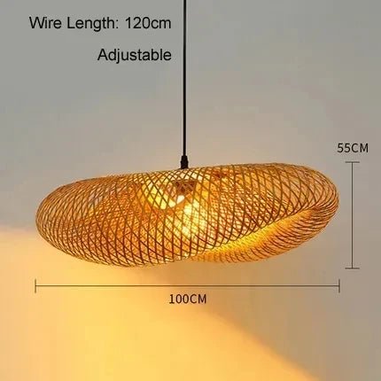 HandMade Vintage Bamboo Weaving LED Pendant Light Home Hanging Chandelier Lighting Living Room Kitchen Rattan Woven Pendant Lamp