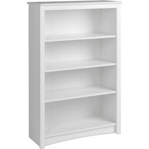 Home Office 4-Shelf Standard Bookcase 31.5 In. W X 48 In. H X 13 In. D White Bookshelf Book Living Room Furniture