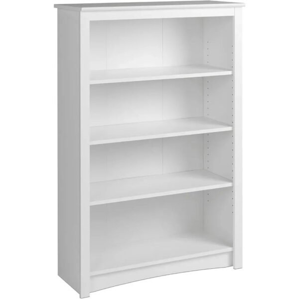 Home Office 4-Shelf Standard Bookcase 31.5 In. W X 48 In. H X 13 In. D White Bookshelf Book Living Room Furniture