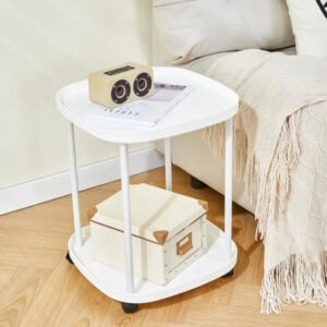 INS Coffee Table Sofa End Table for Bedroom Living Room Storage Rack with Movable Pulley Kitchen Sundry Organizer