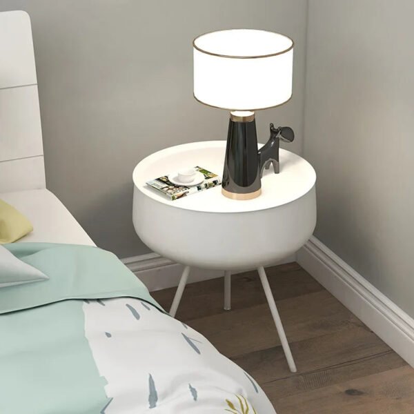 Iron Baking Paint Nightstand: Minimalist Metal Luxury Design Small Bedside Table Customizable Round Surface