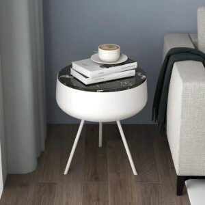 Iron Baking Paint Nightstand: Minimalist Metal Luxury Design Small Bedside Table Customizable Round Surface