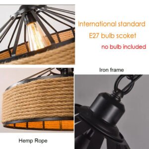 Iron Rope American Industry Loft Chandelier Creative Headlight Restaurant Bar Cafe Light Dining Room Pendant Lamp Droplight