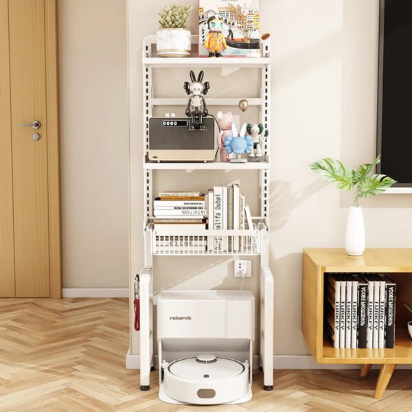 Japanese Style Metal Bookcase for Children's Bedroom, White Corner, Movable Kid Bookcase, Storage Bookshelf with Cabinet, Plant