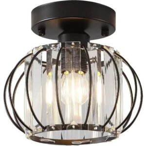 LED Ceiling Light Fixture Modern Semi Flush Mount Crystal Ceiling Light Fixture Chandelier Lighting for Corridor Foyer