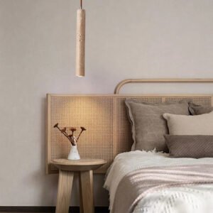 Led Pendant Lamp Long Tube Wood Ceiling Lamp Japanese Style Quiet Wind Bedroom Bedside Chandelier Retro Modern G9 Replaceable