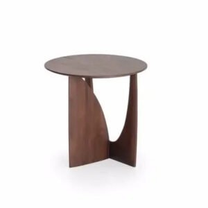Minimalist Nordic Style Solid Wood Round End Table with Geometric Wood Legs Base Small Round Bedside Table Retro coffee table