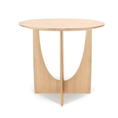 Minimalist Nordic Style Solid Wood Round End Table with Geometric Wood Legs Base Small Round Bedside Table Retro coffee table