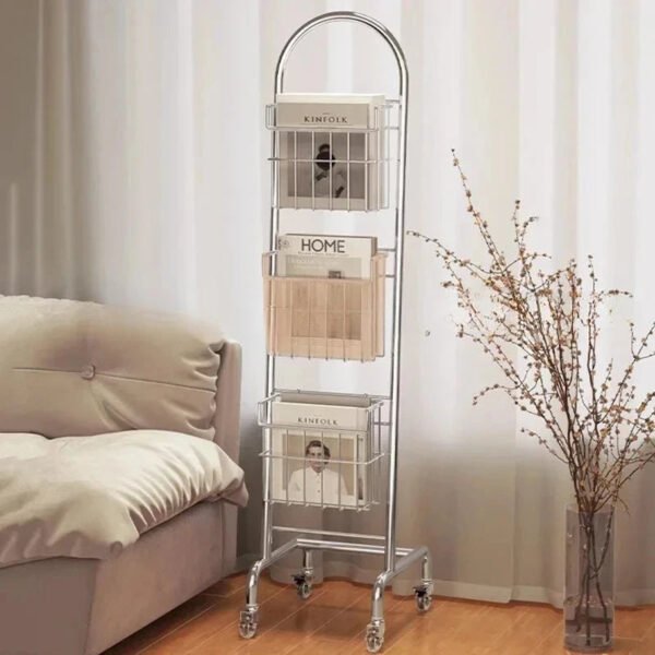 Mobile Rotating Bookcase Nordic Bookends Cabinet Cube Bookshelf Display Storage