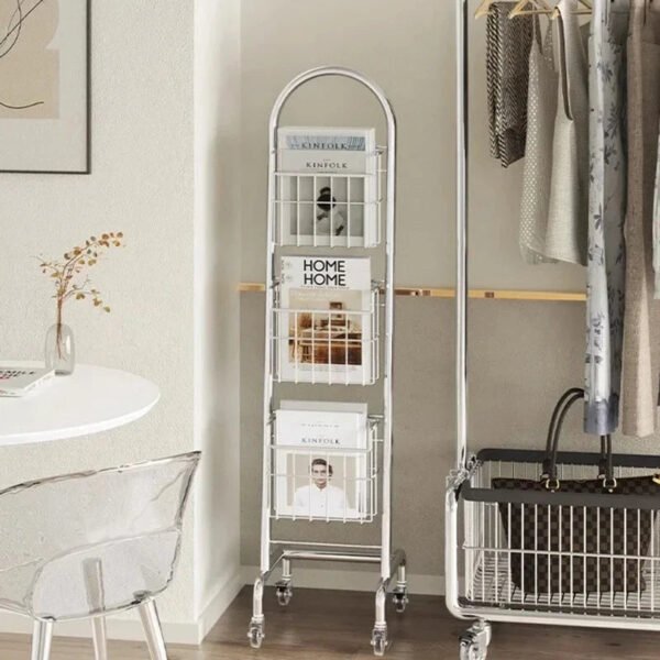 Mobile Rotating Bookcase Nordic Bookends Cabinet Cube Bookshelf Display Storage