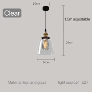 Modern Glass Pendant Light for Kitchen Dining Room Restaurant Bedroom Vintage Gray US Table Bedside Hanging Lamp Lighting Bar