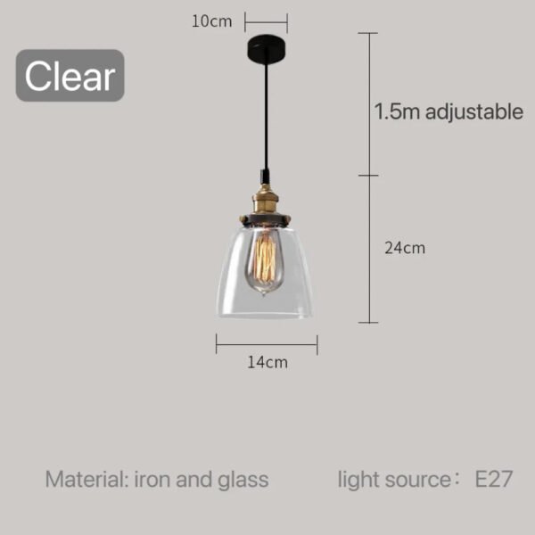 Modern Glass Pendant Light for Kitchen Dining Room Restaurant Bedroom Vintage Gray US Table Bedside Hanging Lamp Lighting Bar