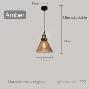 Modern Glass Pendant Light for Kitchen Dining Room Restaurant Bedroom Vintage Gray US Table Bedside Hanging Lamp Lighting Bar