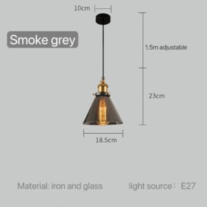Modern Glass Pendant Light for Kitchen Dining Room Restaurant Bedroom Vintage Gray US Table Bedside Hanging Lamp Lighting Bar