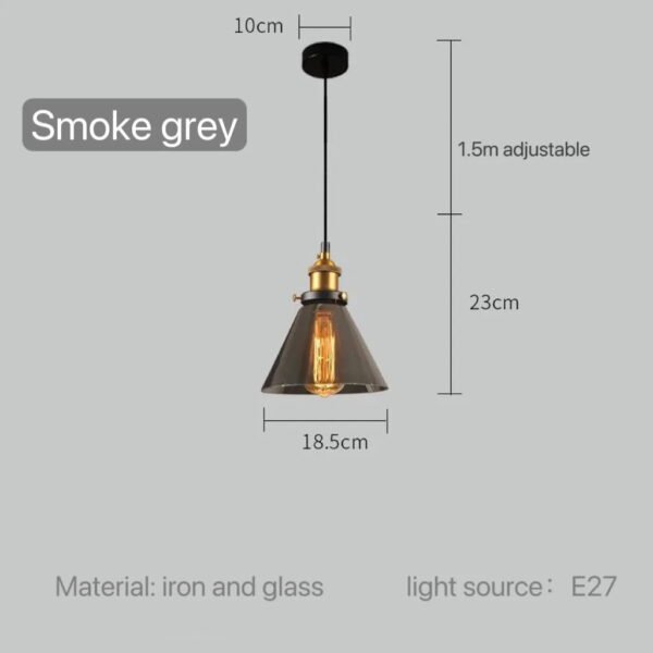 Modern Glass Pendant Light for Kitchen Dining Room Restaurant Bedroom Vintage Gray US Table Bedside Hanging Lamp Lighting Bar