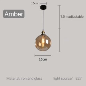 Modern Glass Pendant Light for Kitchen Dining Room Restaurant Bedroom Vintage Gray US Table Bedside Hanging Lamp Lighting Bar