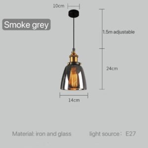 Modern Glass Pendant Light for Kitchen Dining Room Restaurant Bedroom Vintage Gray US Table Bedside Hanging Lamp Lighting Bar