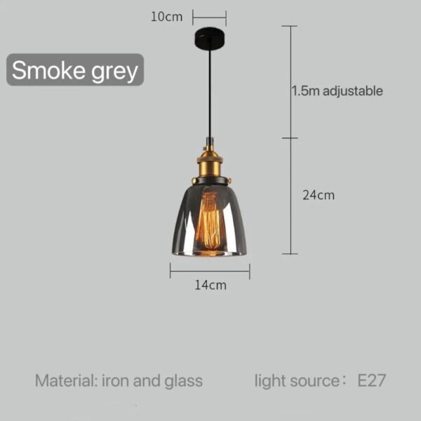 Modern Glass Pendant Light for Kitchen Dining Room Restaurant Bedroom Vintage Gray US Table Bedside Hanging Lamp Lighting Bar