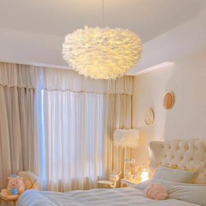 Modern Goose Down Chandelier Bedroom Study living Room Dining Room Feather light Creative Romantic Decorative Chandelier Lamps