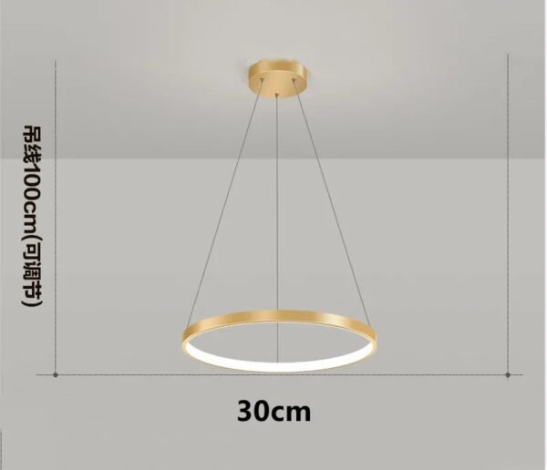 Modern Minimalist Ring LED Pendant Light for Living Dining Room Kitchen Black Chandelier Home Decor Indoor Hanging Light Fixture