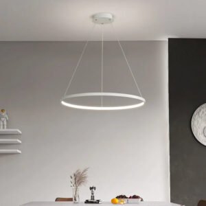 Modern Minimalist Ring LED Pendant Light for Living Dining Room Kitchen Black Chandelier Home Decor Indoor Hanging Light Fixture
