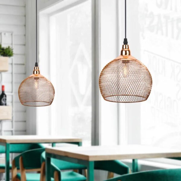 Modern Simple Light Fixture Nordic Restaurant Bar Lighting Living Room Walkway Retro Rose Gold Bird Cage Creative Chandelier